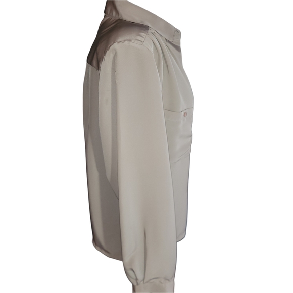 Vintage Al Jean Beige Button-Up Blouse 18 - Picture 3 of 6